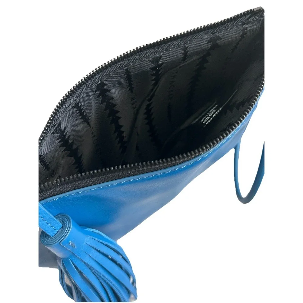 THACKER‎ Nolita Cobalt Blue Leather Purse Crossbody Ring Tassel Chain Quilt NWOT